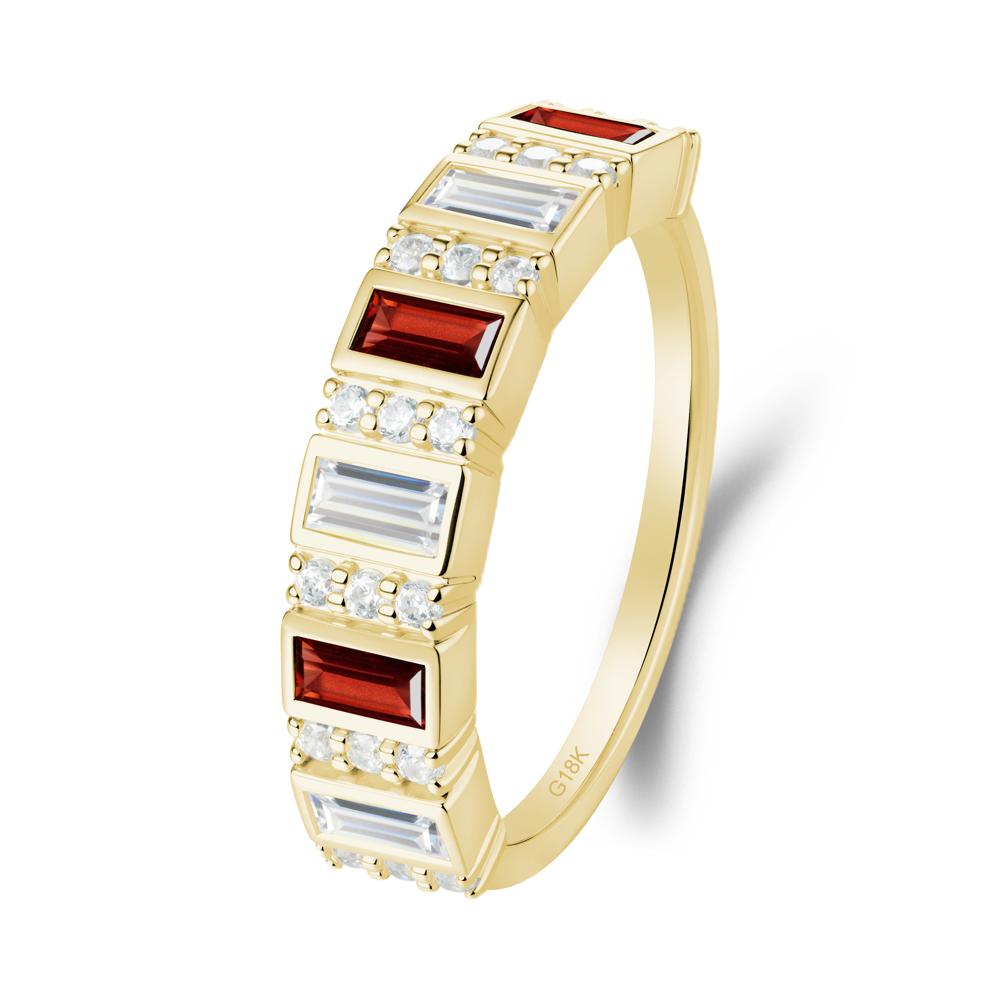 Baguette Garnet and Cubic Zirconia Half Eternity Ring - LUO Jewelry #metal_18k yellow gold