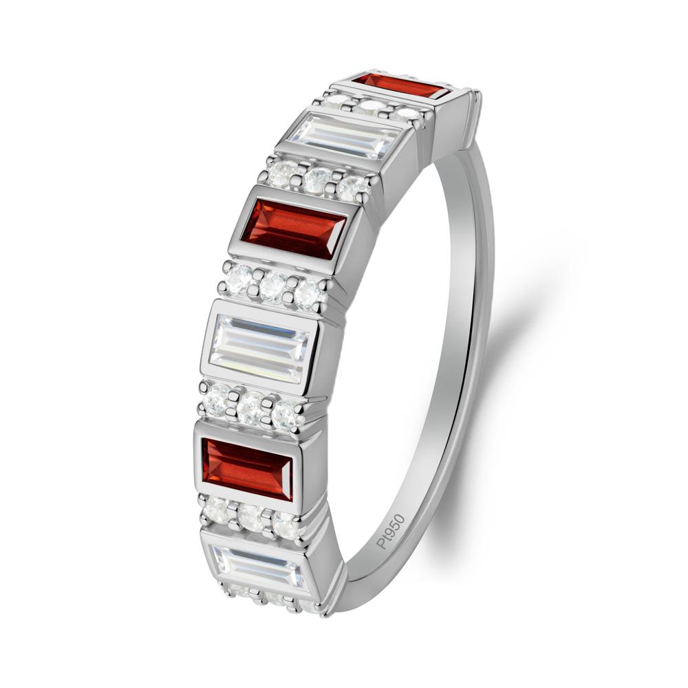 Baguette Garnet and Cubic Zirconia Half Eternity Ring - LUO Jewelry #metal_platinum