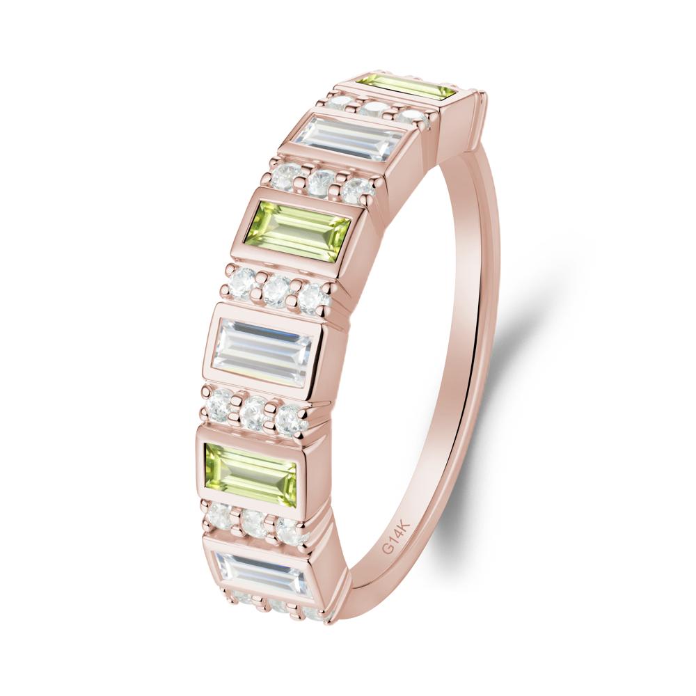 Baguette Peridot and Cubic Zirconia Half Eternity Ring - LUO Jewelry #metal_14k rose gold