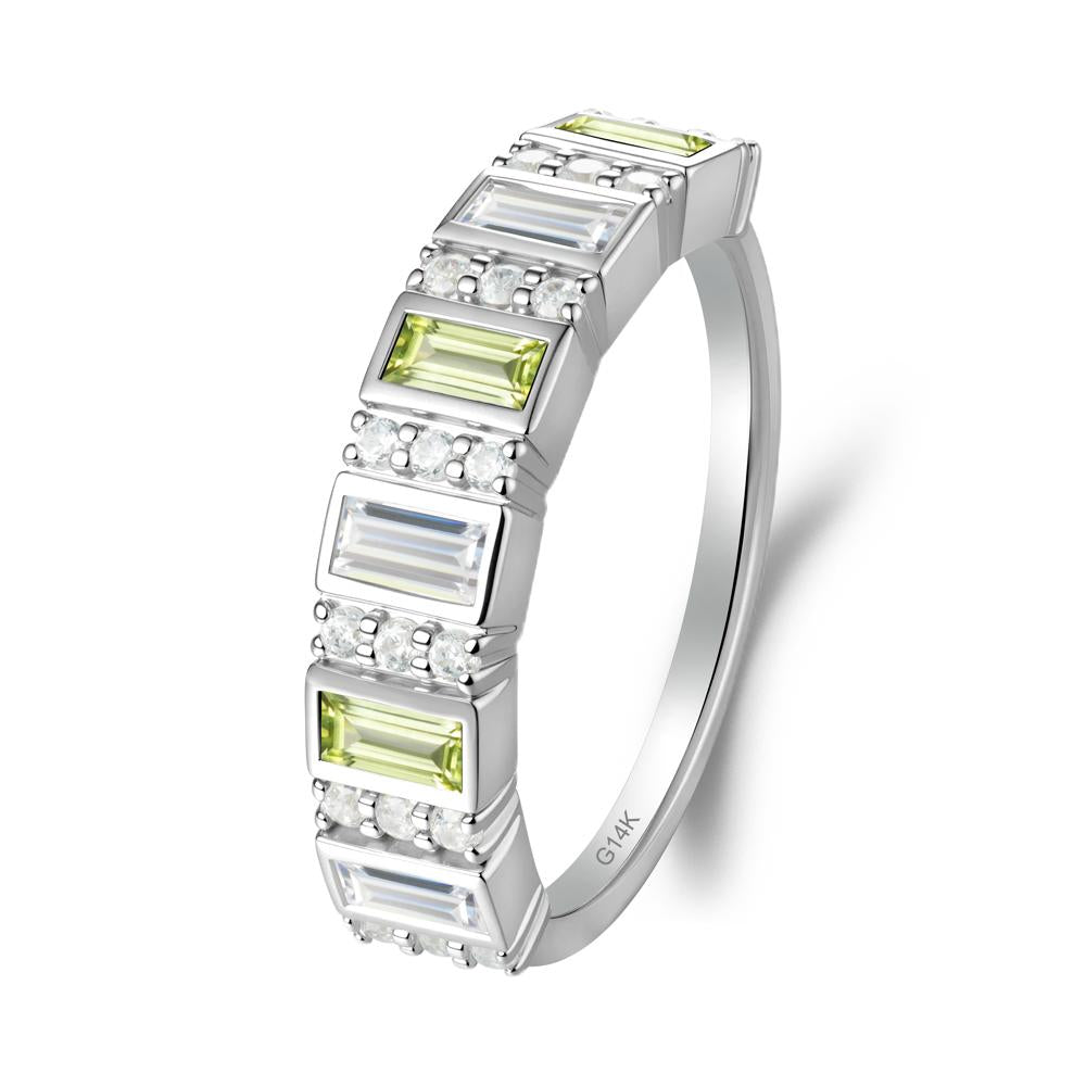 Baguette Peridot and Cubic Zirconia Half Eternity Ring - LUO Jewelry #metal_14k white gold
