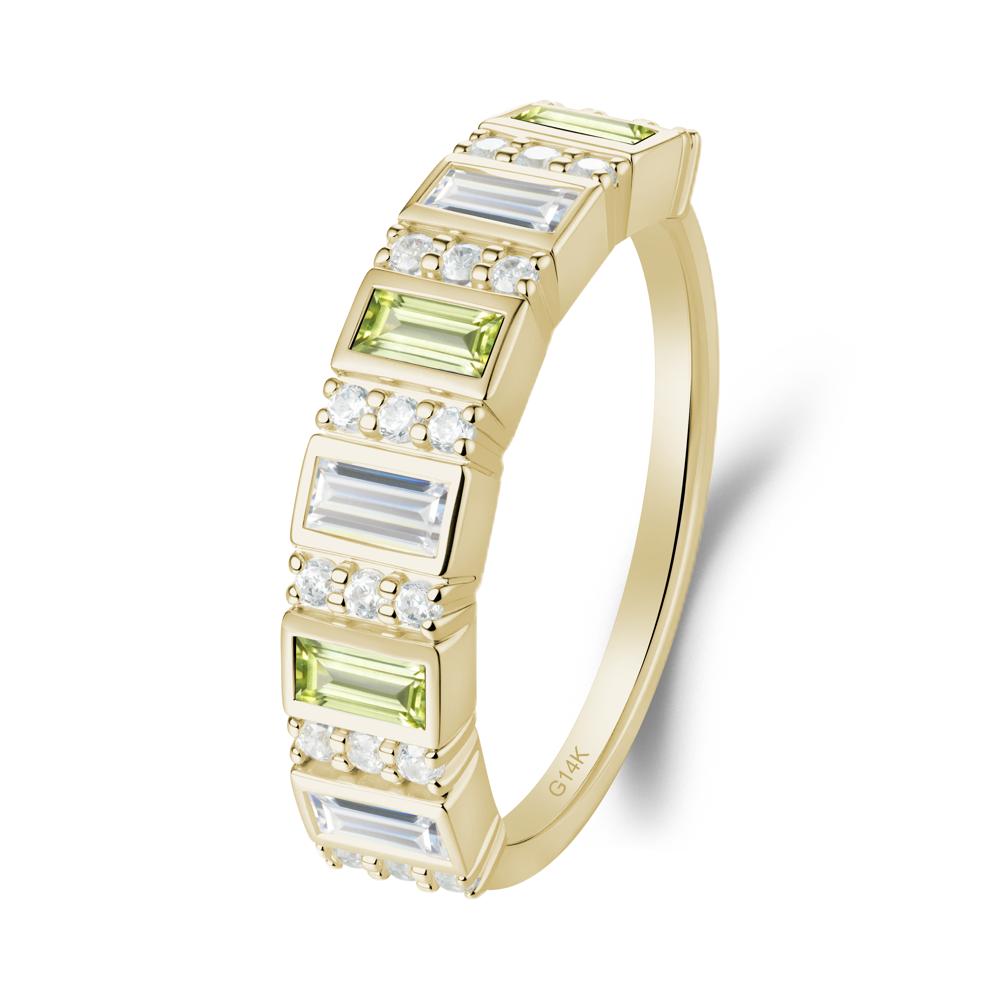 Baguette Peridot and Cubic Zirconia Half Eternity Ring - LUO Jewelry #metal_14k yellow gold