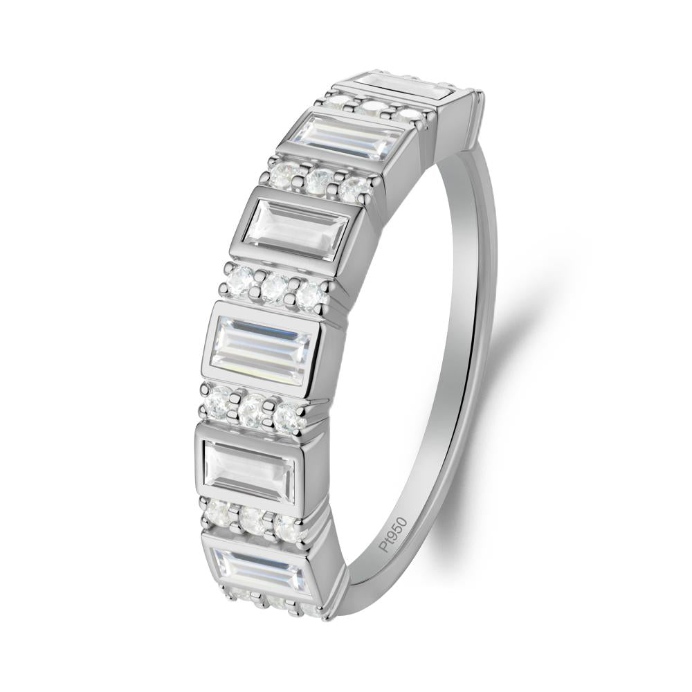 Baguette White Topaz and Cubic Zirconia Half Eternity Ring - LUO Jewelry #metal_platinum