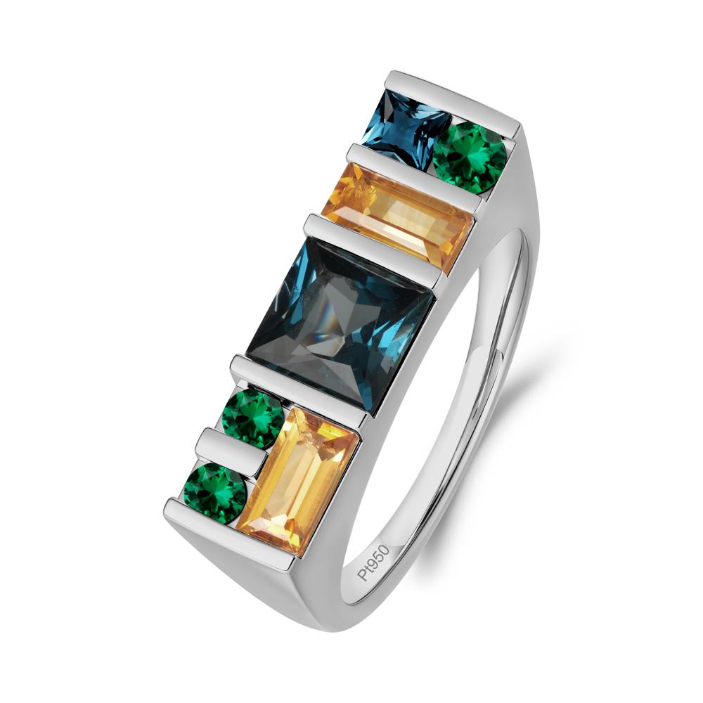 Unisex Multi-Stone Bar Set Amethyst Ring - LUO Jewelry #metal_platinum