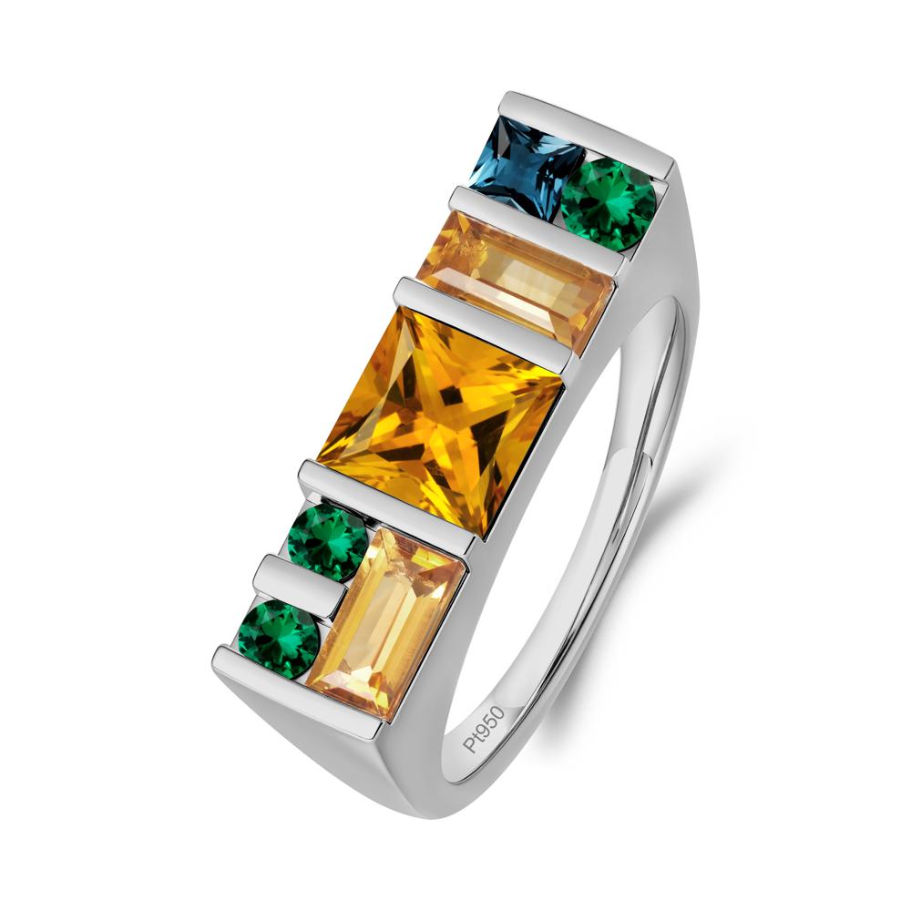 Geometric Multi-Cut Citrine Statement Ring - LUO Jewelry #metal_platinum
