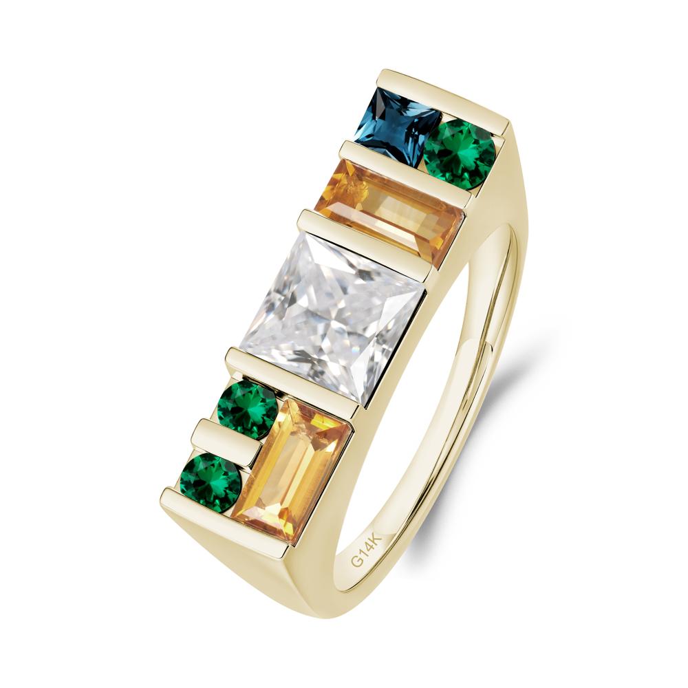 Geometric Multi-Cut Cubic Zirconia Statement Ring - LUO Jewelry #metal_14k yellow gold