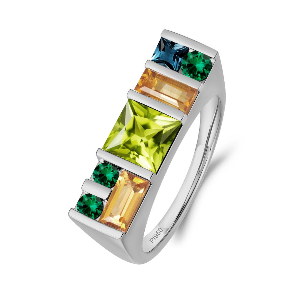 Geometric Multi-Cut Peridot Statement Ring - LUO Jewelry #metal_platinum