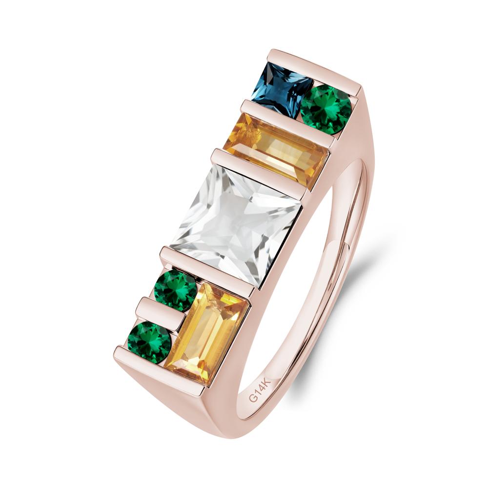 Geometric Multi-Cut White Topaz Statement Ring - LUO Jewelry #metal_14k rose gold