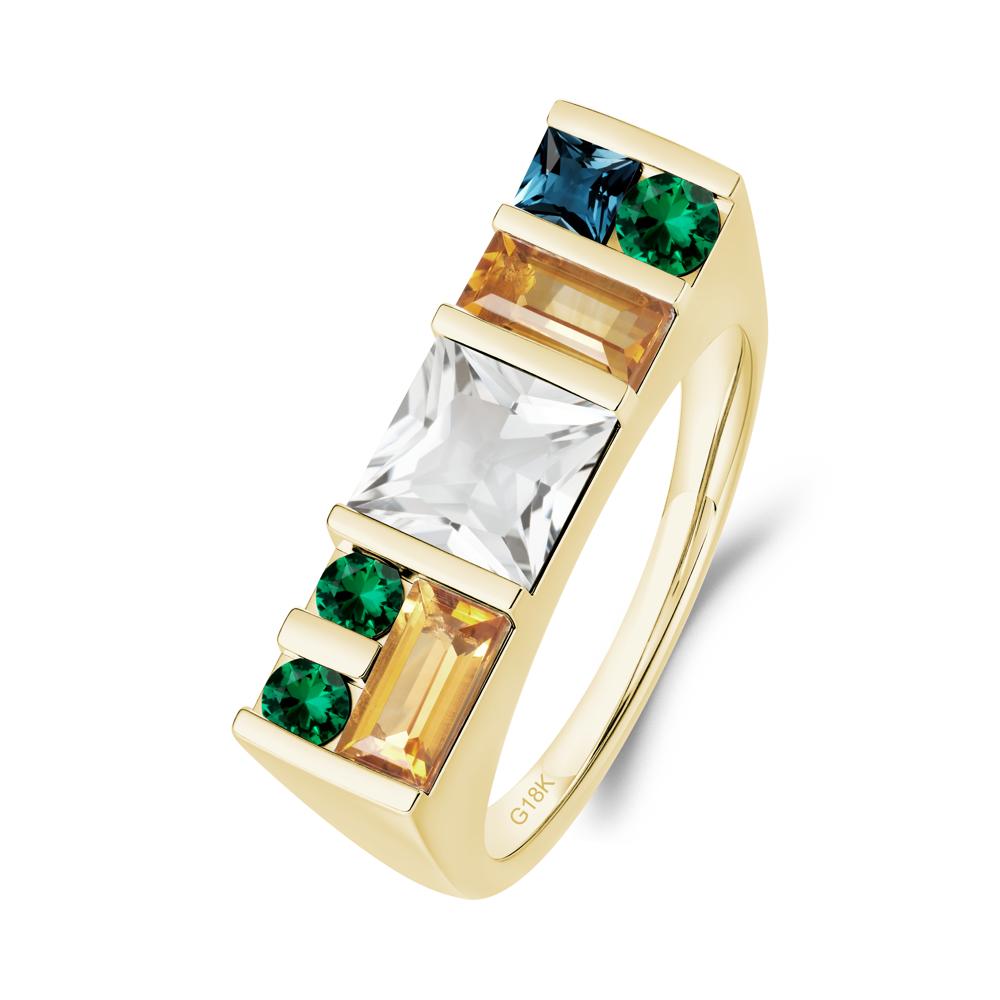 Geometric Multi-Cut White Topaz Statement Ring - LUO Jewelry #metal_18k yellow gold