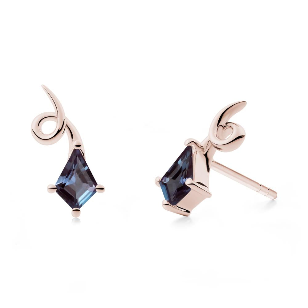 Shooting Star Inspired Alexandrite Stud Earrings - LUO Jewelry #metal_14k rose gold
