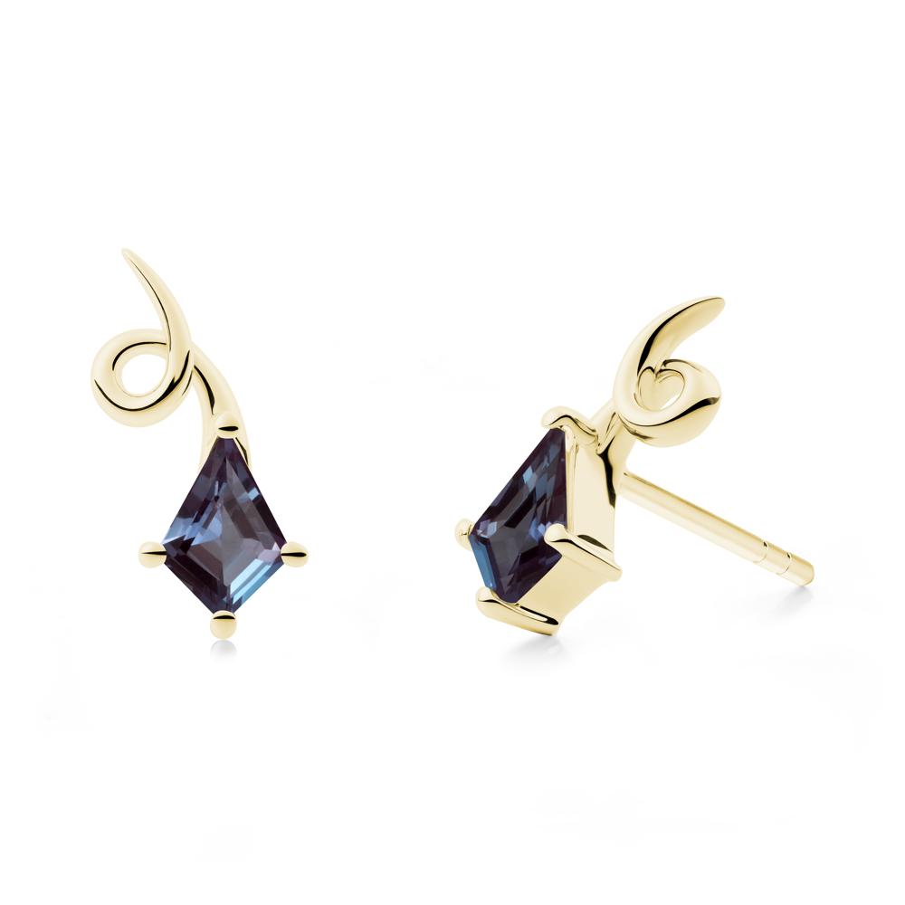 Shooting Star Inspired Alexandrite Stud Earrings - LUO Jewelry #metal_18k yellow gold