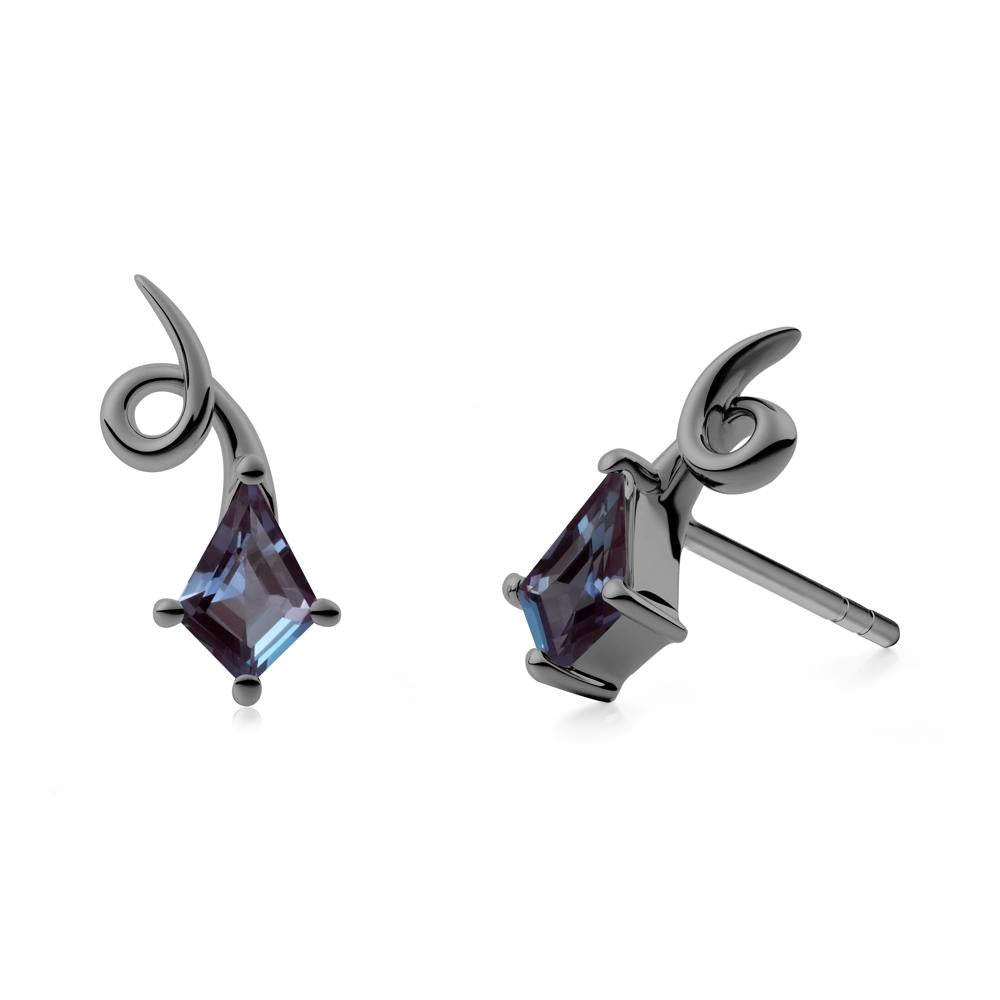 Shooting Star Inspired Alexandrite Stud Earrings - LUO Jewelry #metal_black finish sterling silver