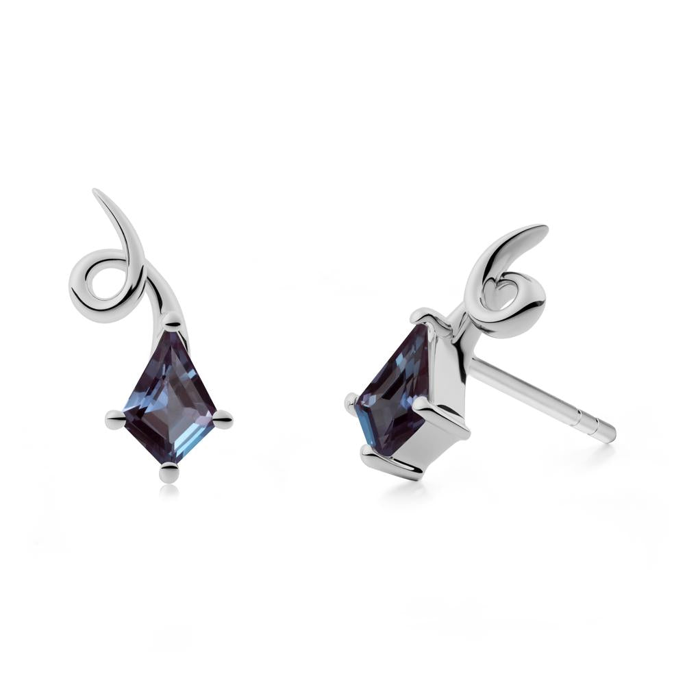 Shooting Star Inspired Alexandrite Stud Earrings - LUO Jewelry #metal_platinum
