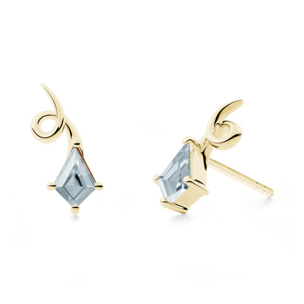 Shooting Star Inspired Aquamarine Stud Earrings - LUO Jewelry #metal_18k yellow gold