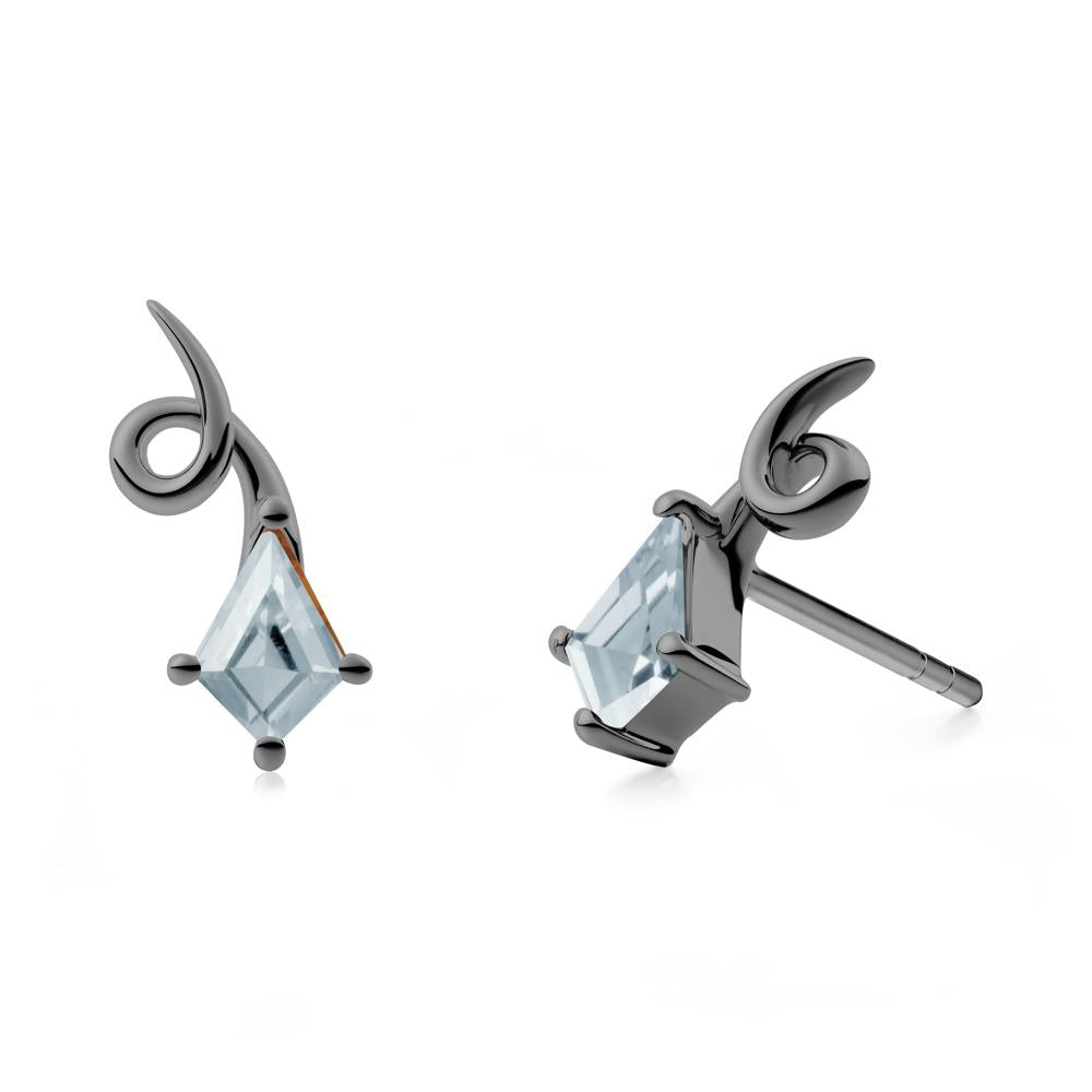 Shooting Star Inspired Aquamarine Stud Earrings - LUO Jewelry #metal_black finish sterling silver