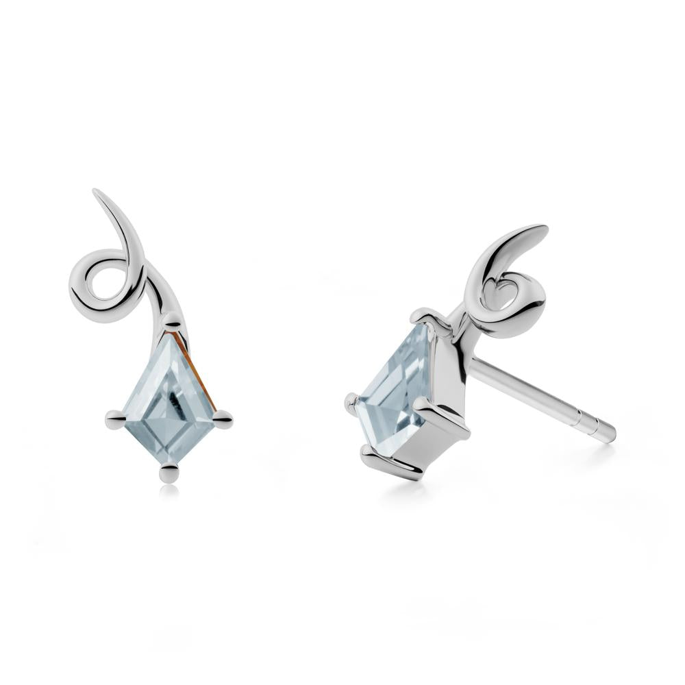 Shooting Star Inspired Aquamarine Stud Earrings - LUO Jewelry #metal_platinum