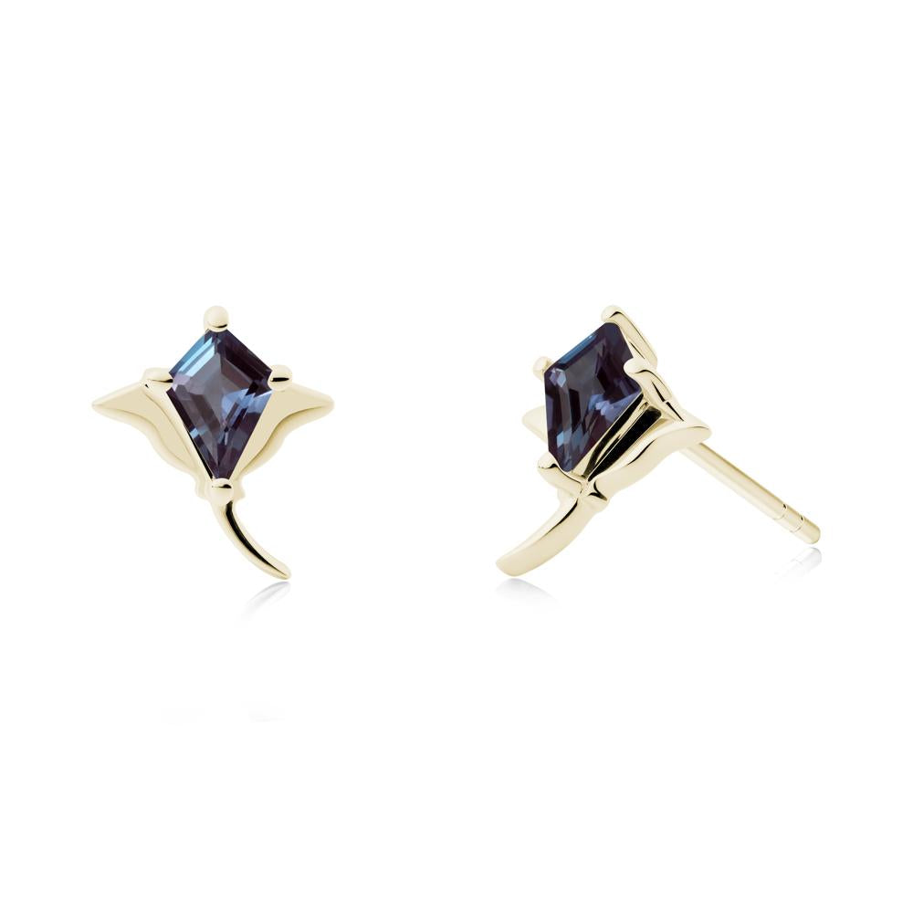 Stingray Inspired Alexandrite Earring Set - LUO Jewelry #metal_14k yellow gold