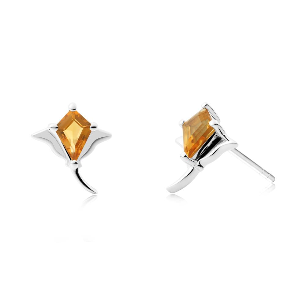 Stingray Inspired Citrine Earring Set - LUO Jewelry #metal_14k white gold