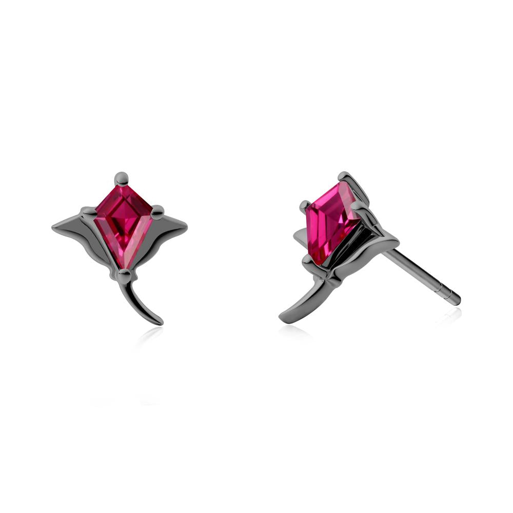 Manta Ray Ruby Stud Earrings - LUO Jewelry #metal_black finish sterling silver