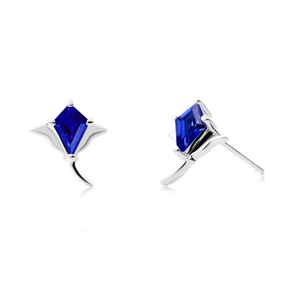Manta Ray Sapphire Stud Earrings - LUO Jewelry #metal_14k white gold