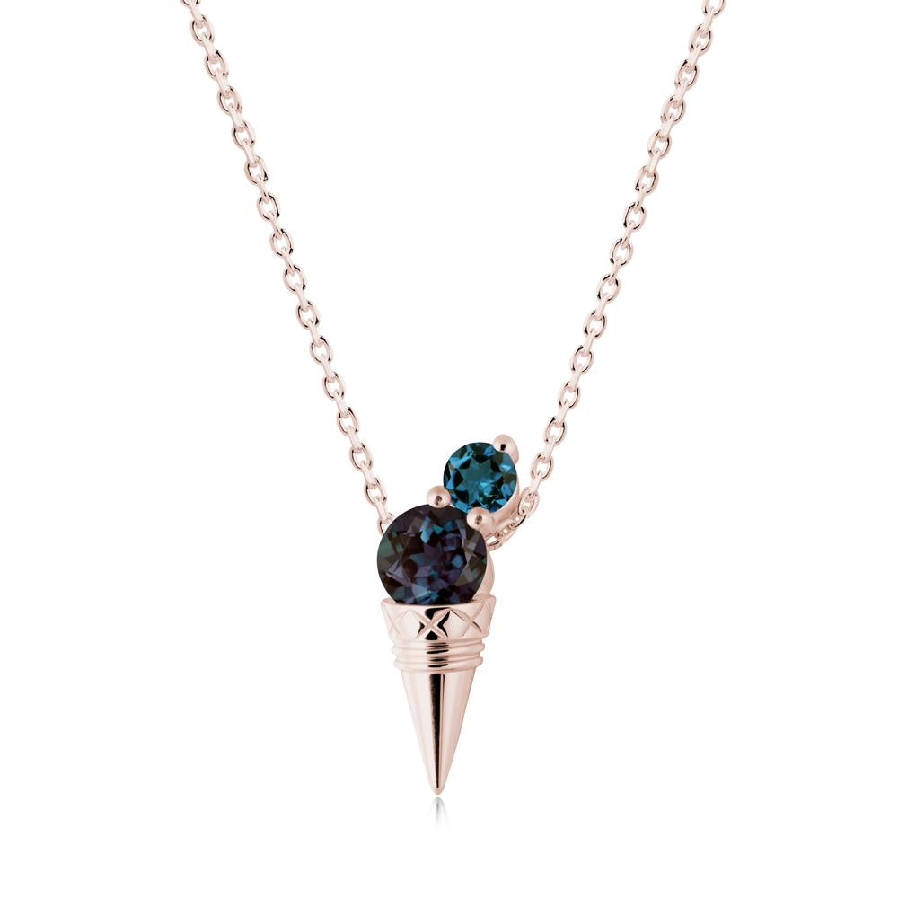 Ice Cream Inspired Alexandrite and London Blue Topaz Necklace - LUO Jewelry #metal_14k rose gold