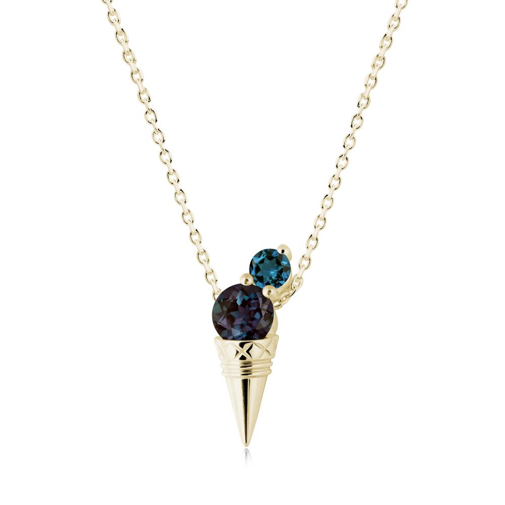 Ice Cream Inspired Alexandrite and London Blue Topaz Necklace - LUO Jewelry #metal_14k yellow gold