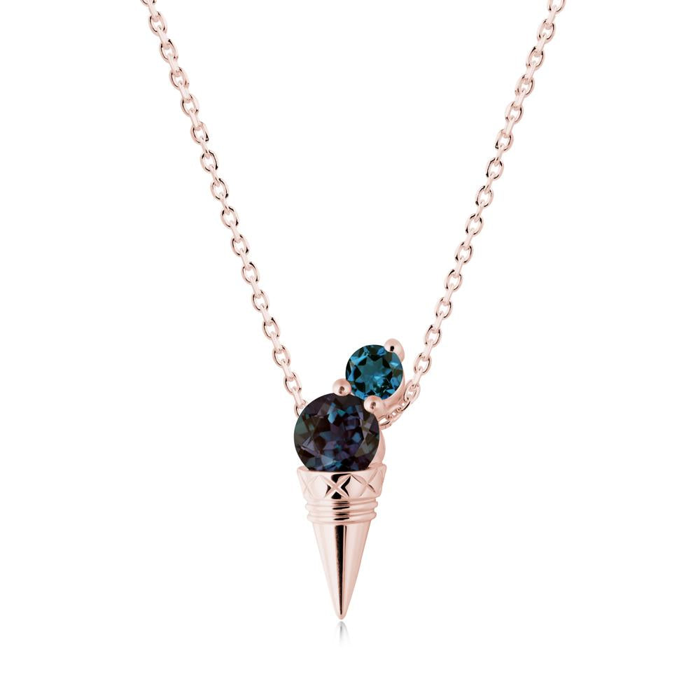 Ice Cream Inspired Alexandrite and London Blue Topaz Necklace - LUO Jewelry #metal_18k rose gold