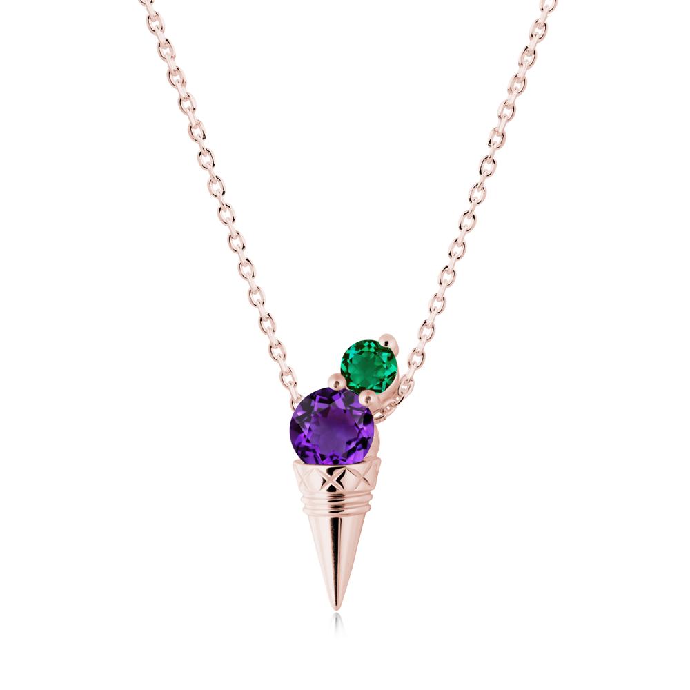 Ice Cream Inspired Amethyst and Emerald Necklace - LUO Jewelry #metal_18k rose gold