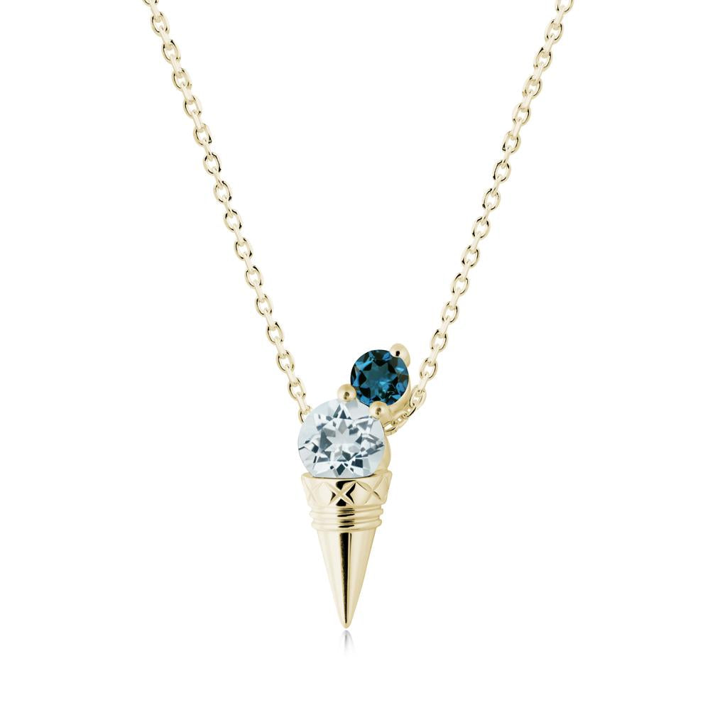Aquamarine and London Blue Topaz Toi Et Moi Necklace - LUO Jewelry #metal_14k yellow gold