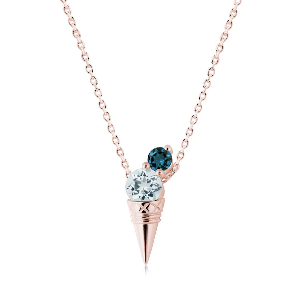 Aquamarine and London Blue Topaz Toi Et Moi Necklace - LUO Jewelry #metal_18k rose gold