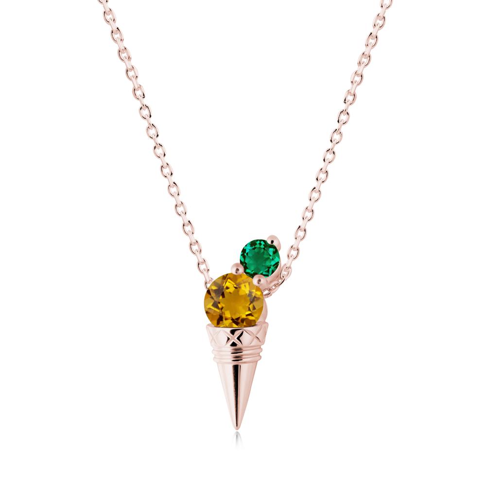 Ice Cream Inspired Citrine and Emerald Necklace - LUO Jewelry #metal_18k rose gold