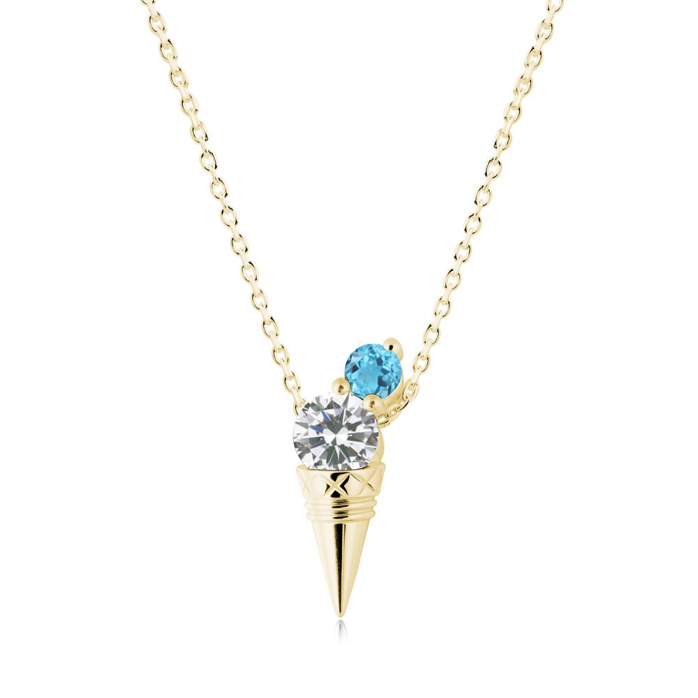Cubic Zirconia and Swiss Blue Topaz Toi Et Moi Necklace - LUO Jewelry #metal_18k yellow gold