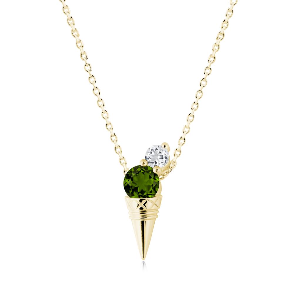 Diopside and White Topaz Toi Et Moi Necklace - LUO Jewelry #metal_18k yellow gold