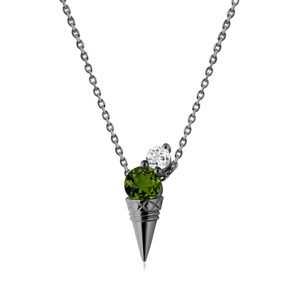 Diopside and White Topaz Toi Et Moi Necklace - LUO Jewelry #metal_black finish sterling silver