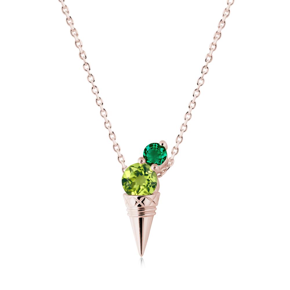 Emerald and Peridot Toi Et Moi Necklace - LUO Jewelry #metal_14k rose gold