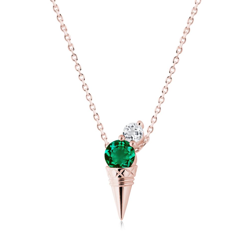 Ice Cream Inspired Emerald and White Topaz Necklace - LUO Jewelry #metal_18k rose gold