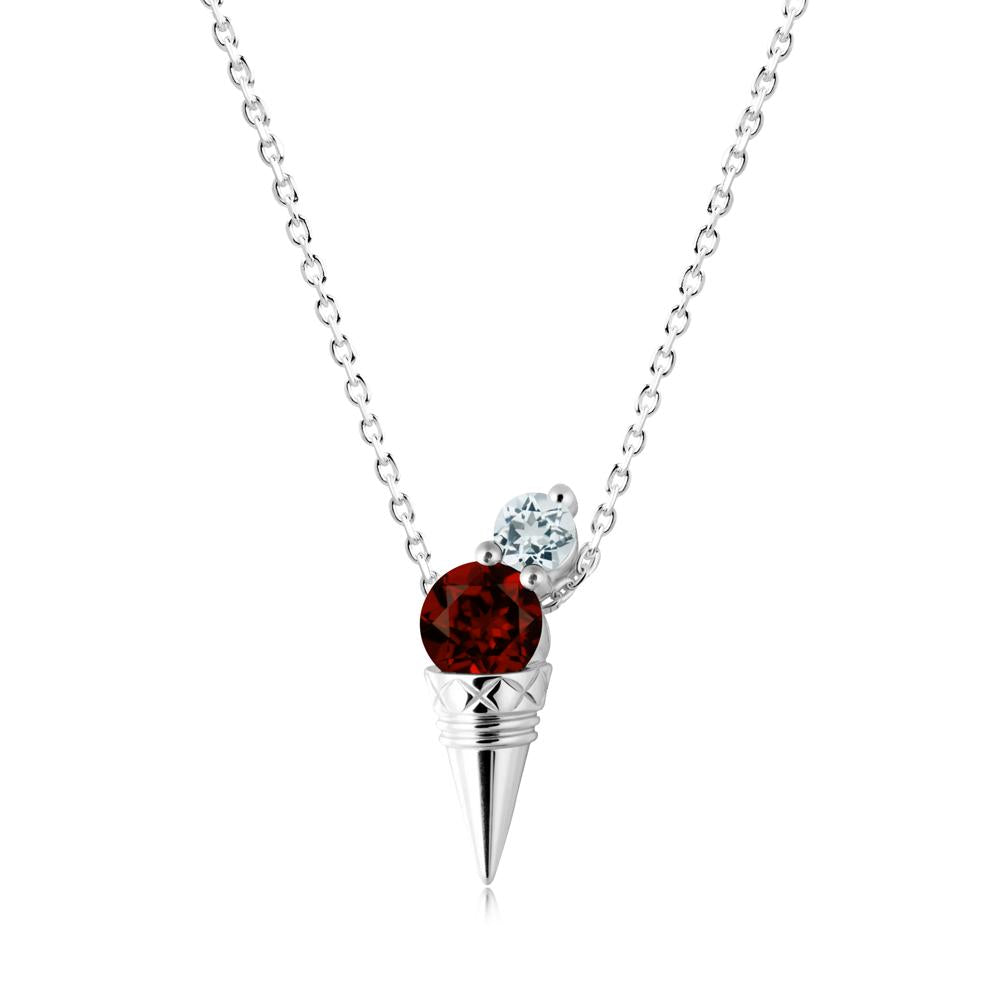Garnet and Aquamarine Toi Et Moi Necklace - LUO Jewelry #metal_14k white gold