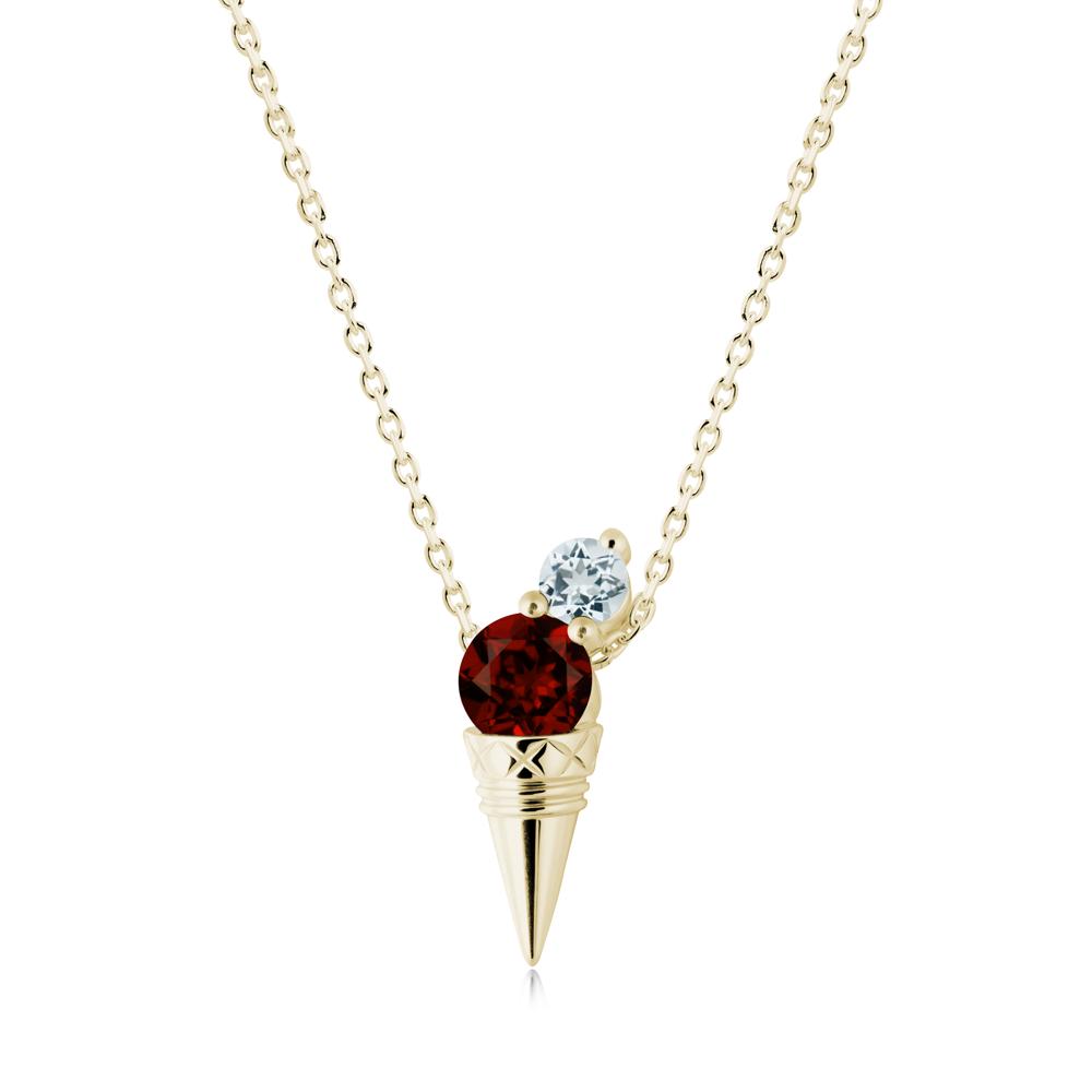 Garnet and Aquamarine Toi Et Moi Necklace - LUO Jewelry #metal_14k yellow gold