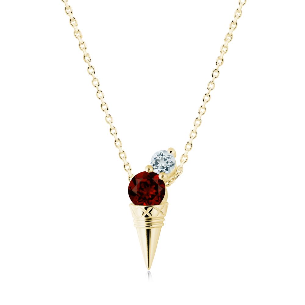 Garnet and Aquamarine Toi Et Moi Necklace - LUO Jewelry #metal_18k yellow gold