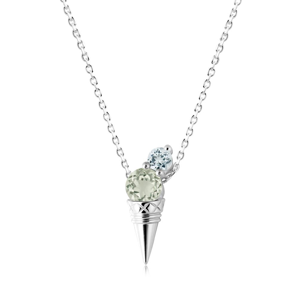 Ice Cream Inspired Green Amethyst and Aquamarine Necklace - LUO Jewelry #metal_18k white gold