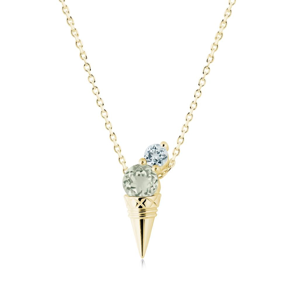 Ice Cream Inspired Green Amethyst and Aquamarine Necklace - LUO Jewelry #metal_18k yellow gold