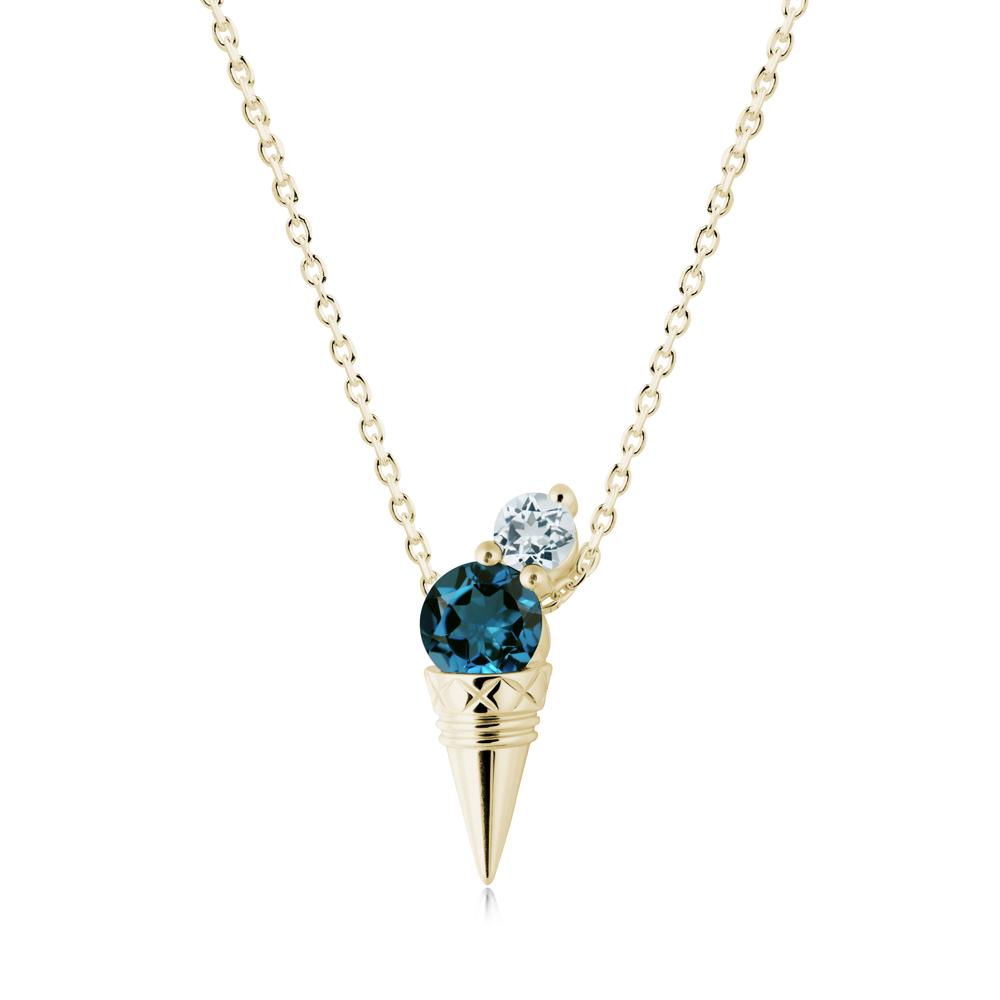 London Blue Topaz and Aquamarine Toi Et Moi Necklace - LUO Jewelry #metal_14k yellow gold