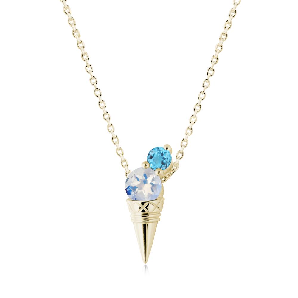 Moonstone and Swiss Blue Topaz Toi Et Moi Necklace - LUO Jewelry #metal_14k yellow gold
