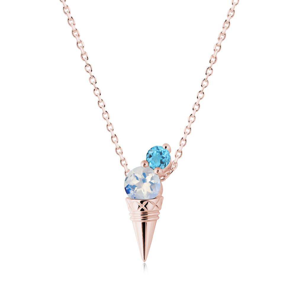Moonstone and Swiss Blue Topaz Toi Et Moi Necklace - LUO Jewelry #metal_18k rose gold