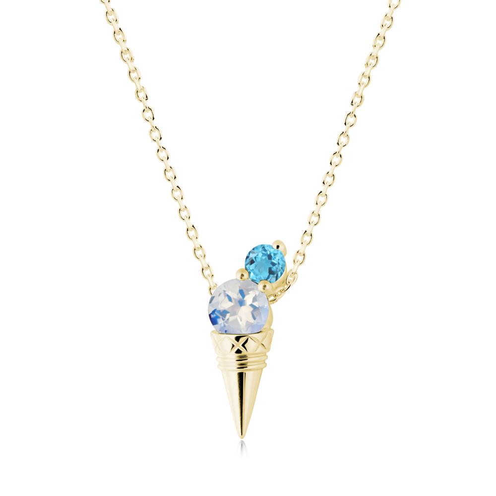 Moonstone and Swiss Blue Topaz Toi Et Moi Necklace - LUO Jewelry #metal_18k yellow gold