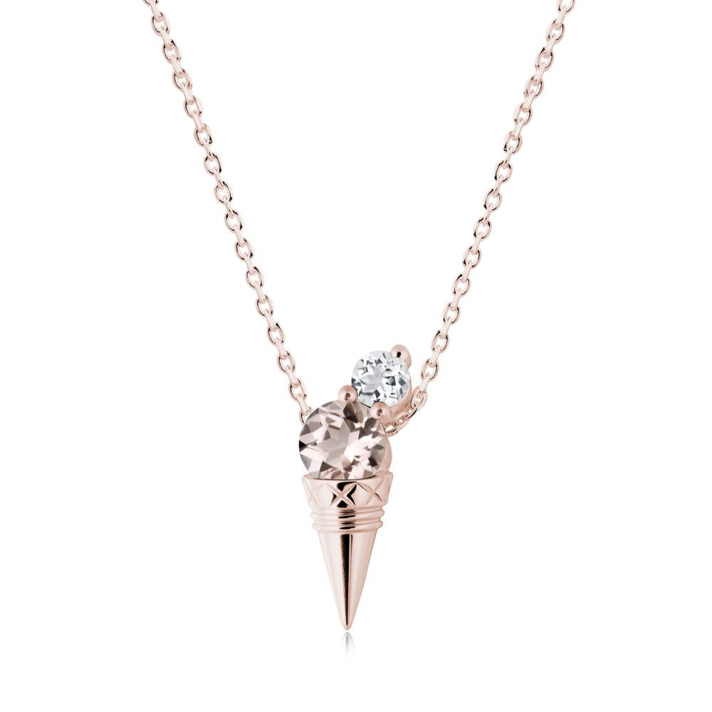 Ice Cream Inspired Morganite and White Topaz Necklace - LUO Jewelry #metal_14k rose gold