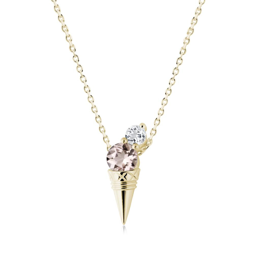 Ice Cream Inspired Morganite and White Topaz Necklace - LUO Jewelry #metal_14k yellow gold