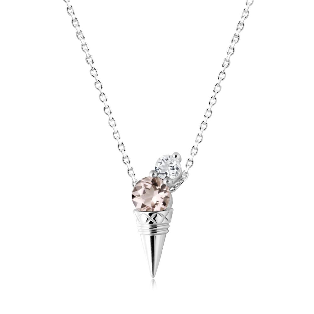 Ice Cream Inspired Morganite and White Topaz Necklace - LUO Jewelry #metal_18k white gold