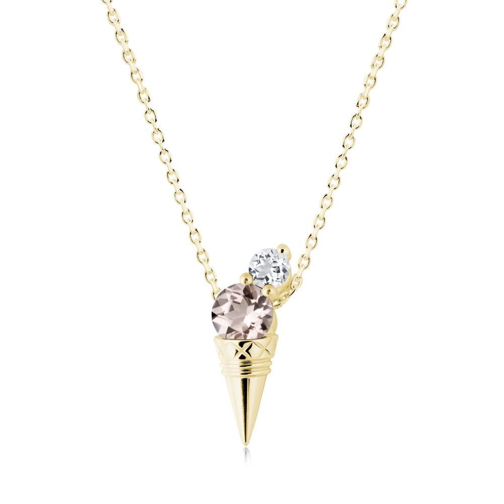 Ice Cream Inspired Morganite and White Topaz Necklace - LUO Jewelry #metal_18k yellow gold