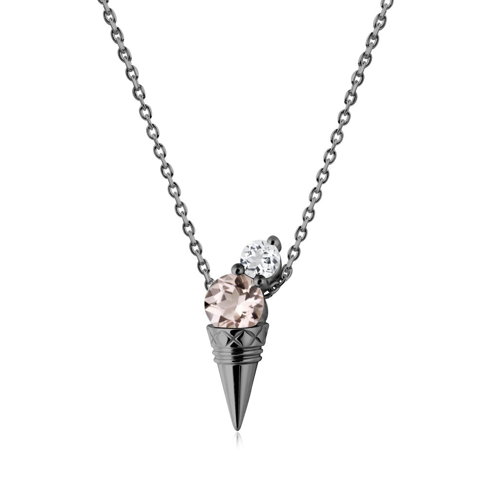 Ice Cream Inspired Morganite and White Topaz Necklace - LUO Jewelry #metal_black finish sterling silver