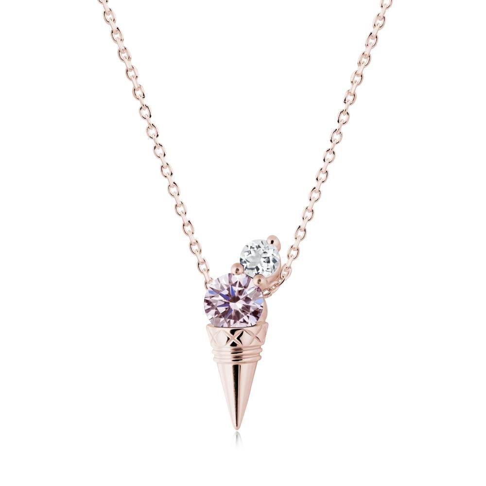 Ice Cream Inspired Pink Cubic Zirconia and White Topaz Necklace - LUO Jewelry #metal_14k rose gold